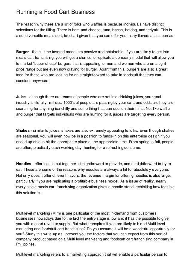 Food cart feasibility study feasibility study format philippines